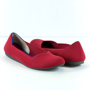 Rothy's The Flats Round Toe Scarlet Red Knit Ballet Size W9.5 Casual Preppy